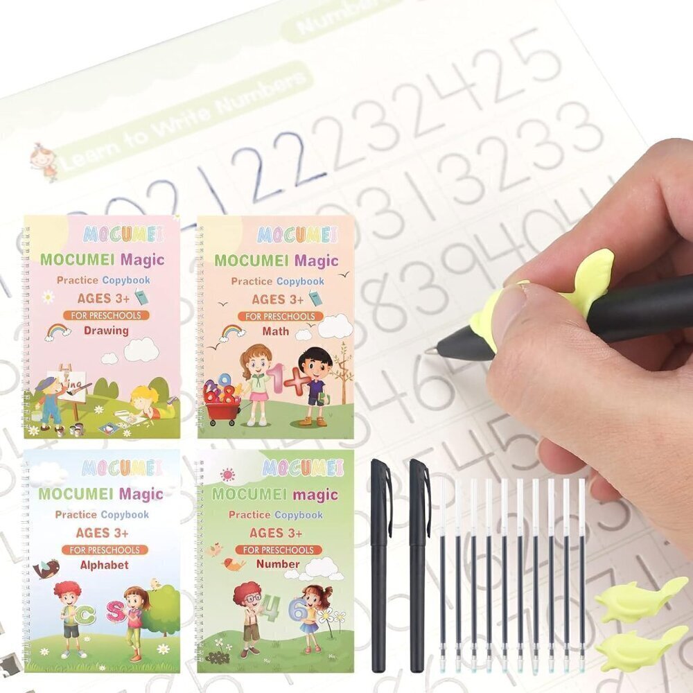 Magic Reusable Copybook for Kids-Practice Copybook for Age 3-5  (4 books)